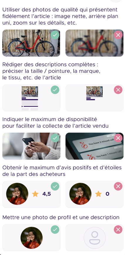 Astuces pour une annonce réussie : photos, description, disponibilité, avis et profil.